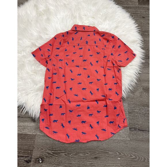 Matilda‎ Jane HORSING AROUND Shirt Boys Red Cotton Short Sleeve Button Down 14 - Picture 4 of 4